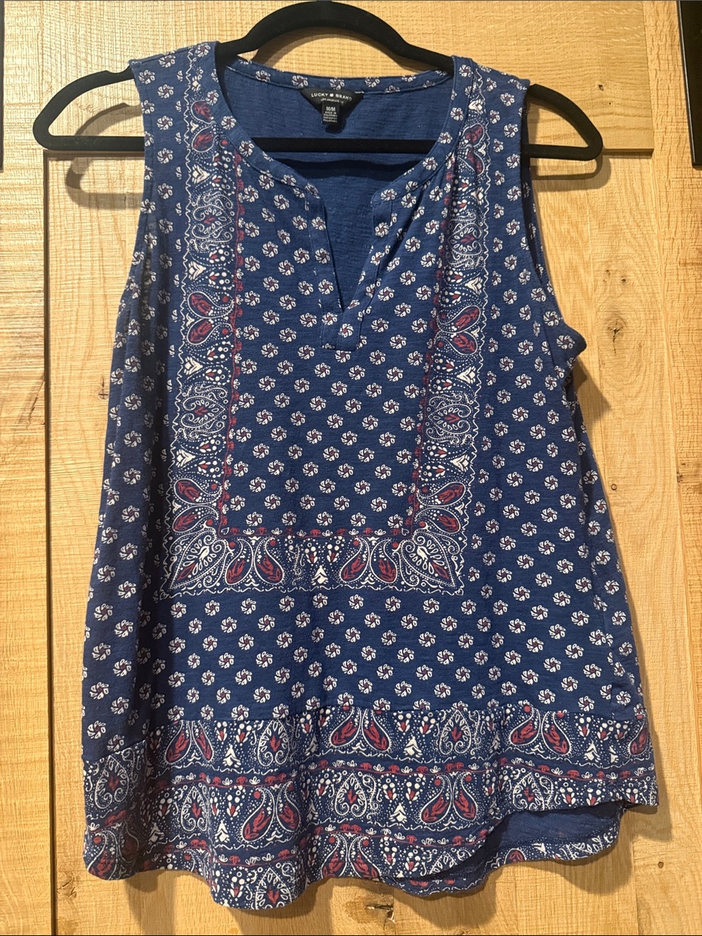 Lucky Brand Navy Paisley Print Sleeveless Tank